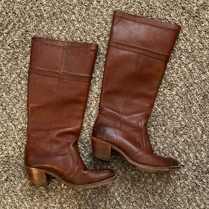 Frye Jane Cognac Leather Heeled Boots